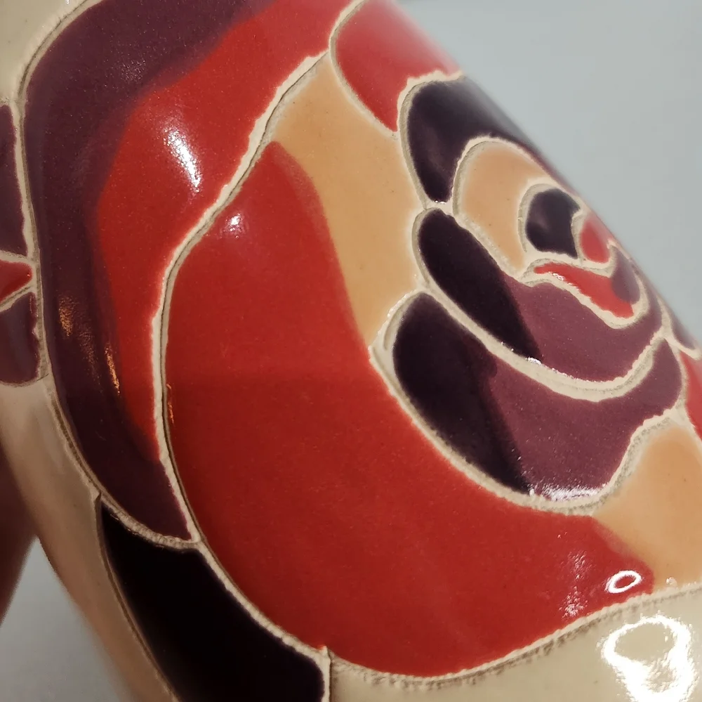 Opalhouse vintage ceramic etched modern roses rustic boho handmade vase marked S